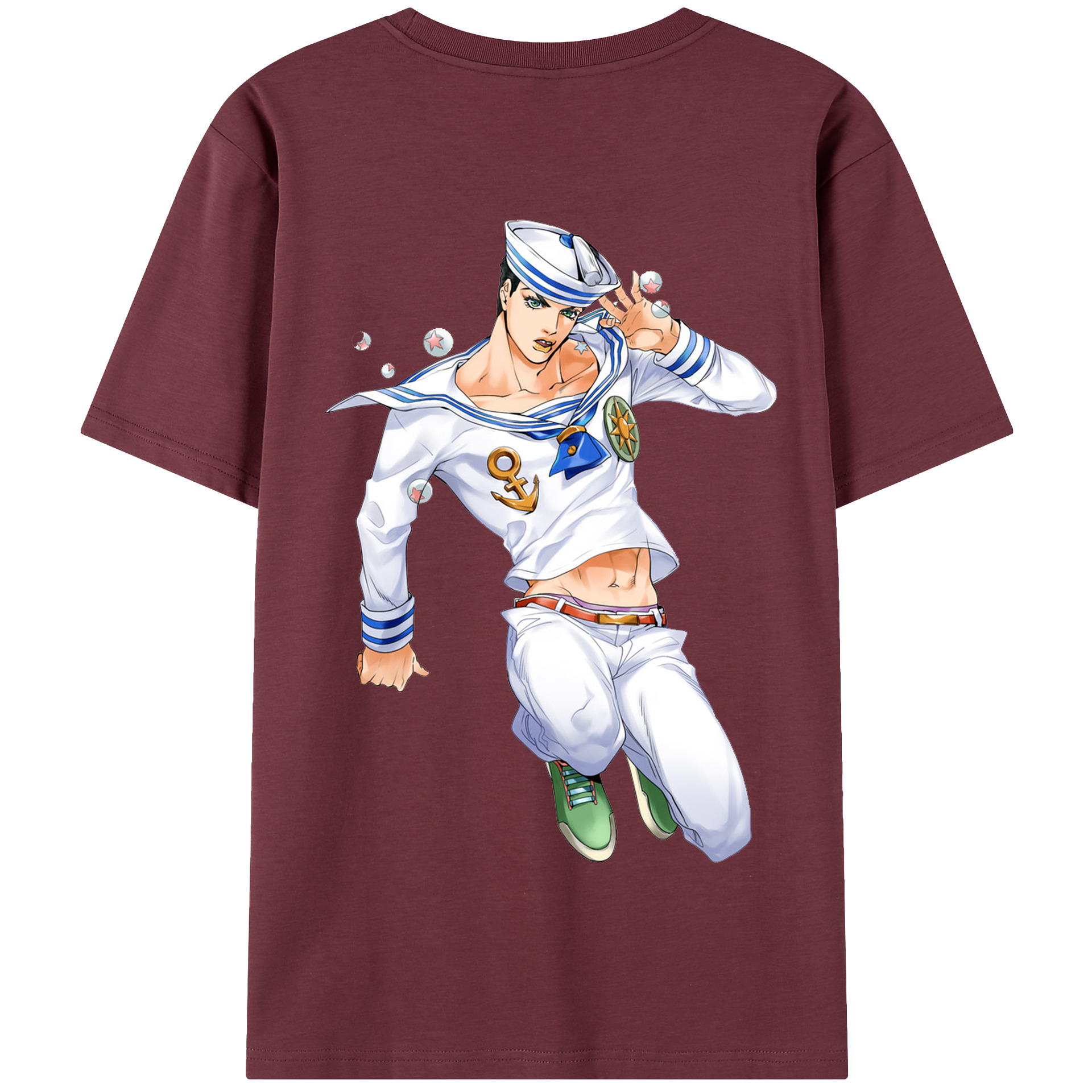 （画像用） ジョジョの奇妙な冒険 東方定助 JoJo's Bizarre Adventure Higashikata Josuke 綿100％半袖Tシャツ（背面プリント）